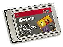 Xircom PCMCIA Combo card Modem & Ethernet CEM56-100 10/100 and 56K Card No Cabl