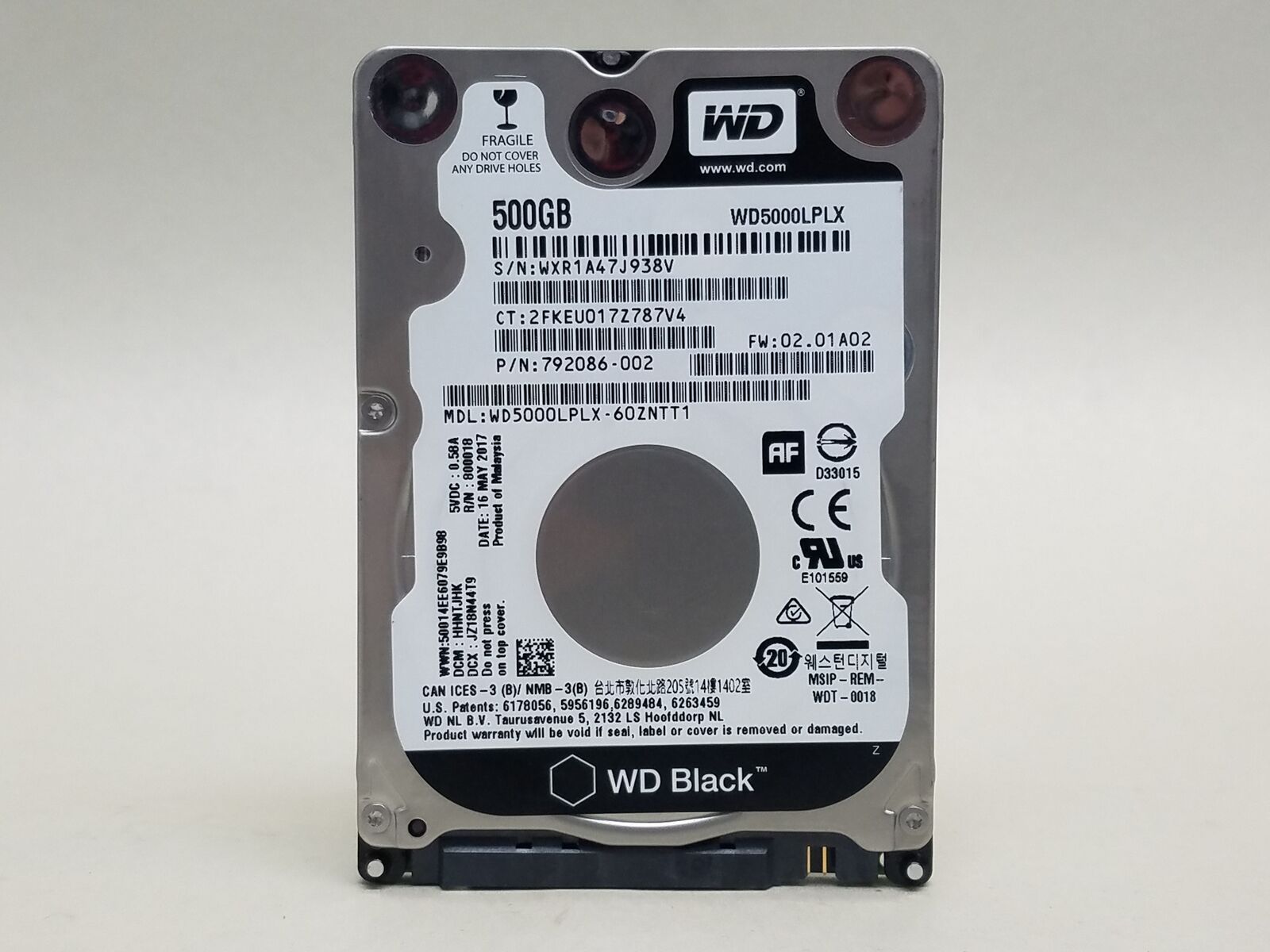 Lot of 10 Western Digital WD Black WD5000LPLX 500 GB 2.5 in SATA III Hard Drive
