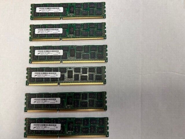 LOT X6 Micron 8GB PC3L-10600R DDR3-1333MHz ECC Server RAM MT36KSF1G72PZ-1G4M1FF