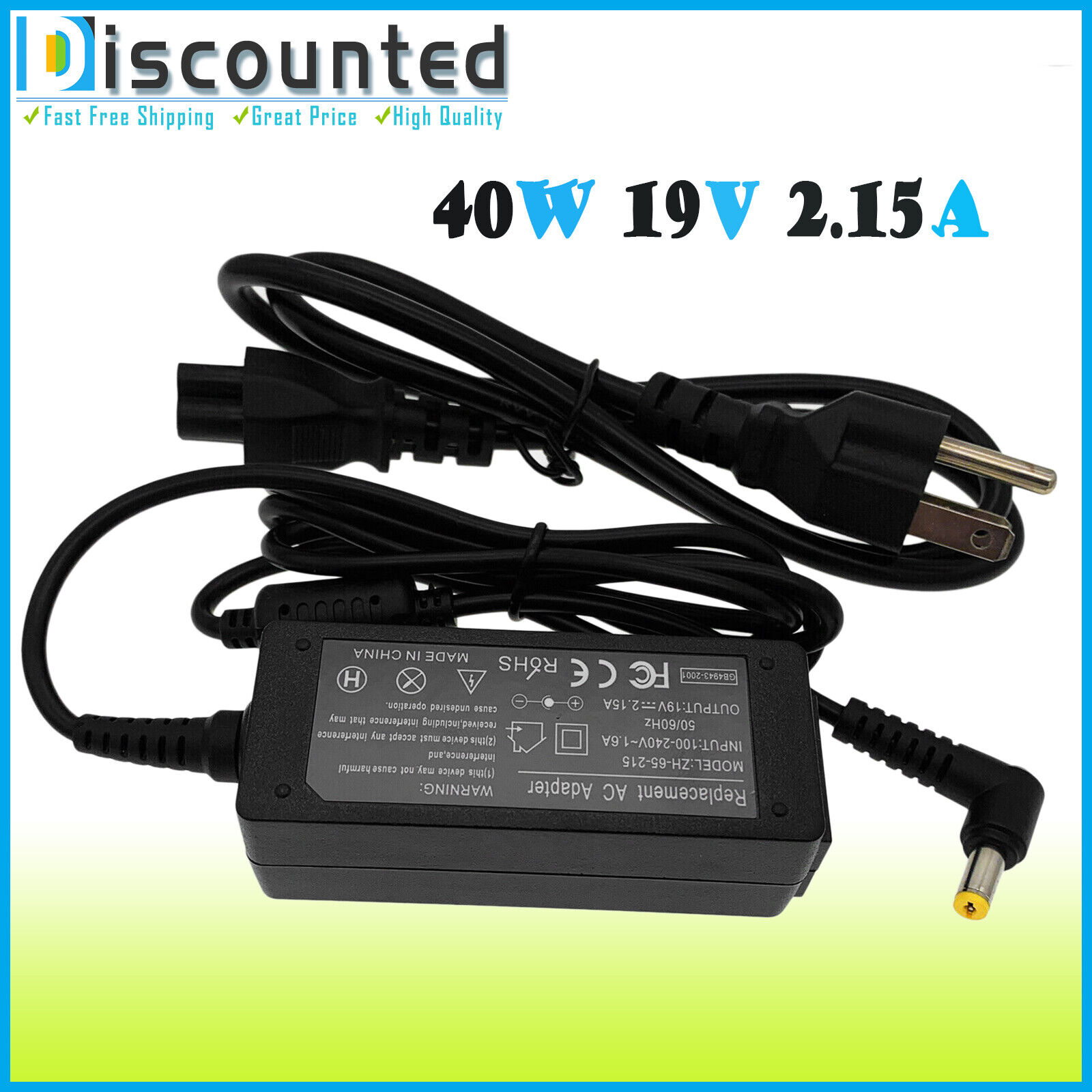 AC Adapter For Acer R221Q R240HY R241Y R251 R271 EG270 LED Monitor Power Cord