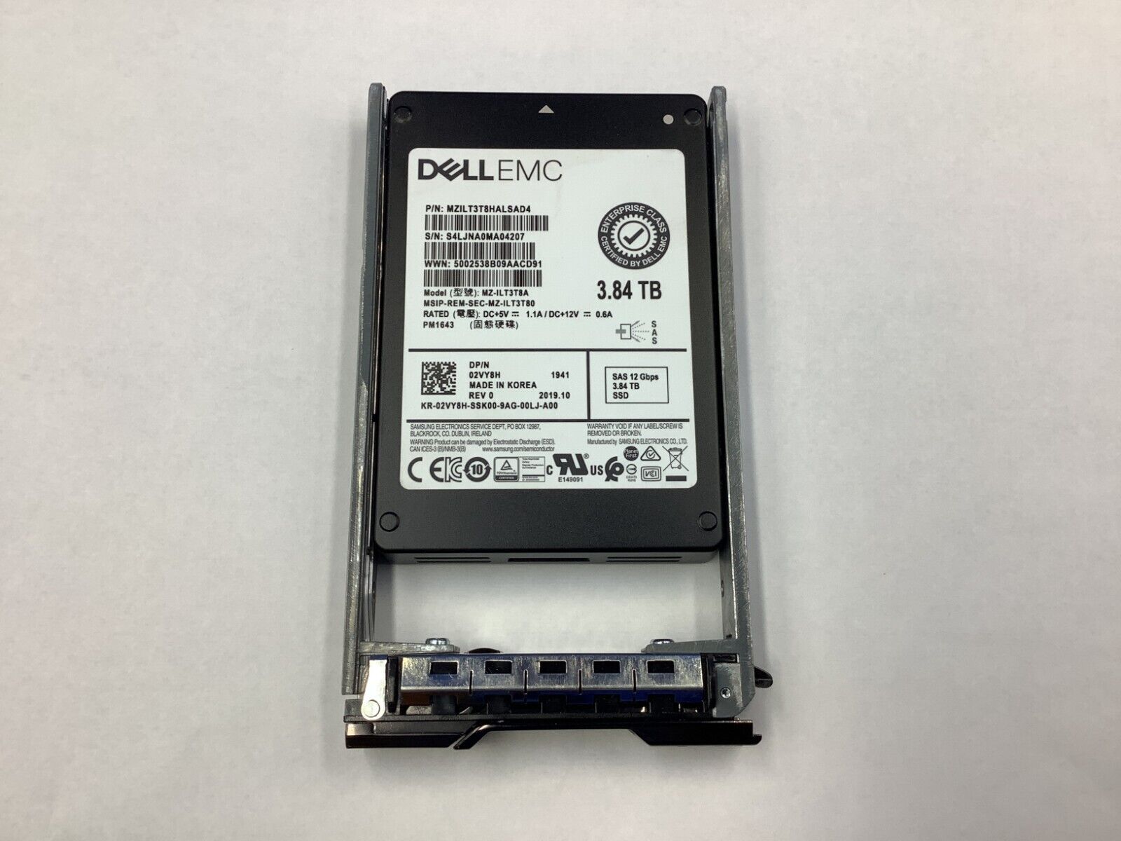 02VY8H Dell Compellent 3.84TB SAS 12Gbps RI 2.5'' SSD MZ-ILT3T8A 2VY8H