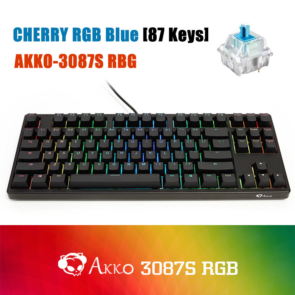 AKKO 3087S Mechanical Gaming Keyboard∣Cherry RGB Blue∣LED Rainbow Backlit∣Black