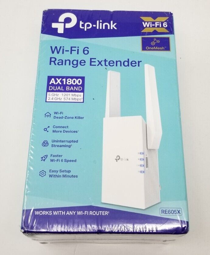 New TP-LINK RE605X Wifi 6 Range Extender Dual Band White AX1800