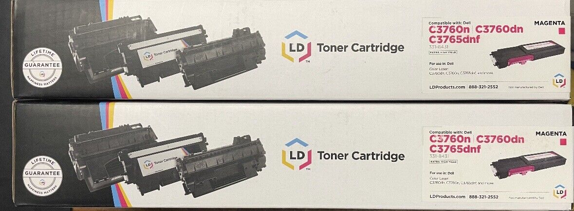 LD 331-8431 XKGFP Magenta Laser Toner  for Dell C3760n C3760dn C3765dnf 2 Pack