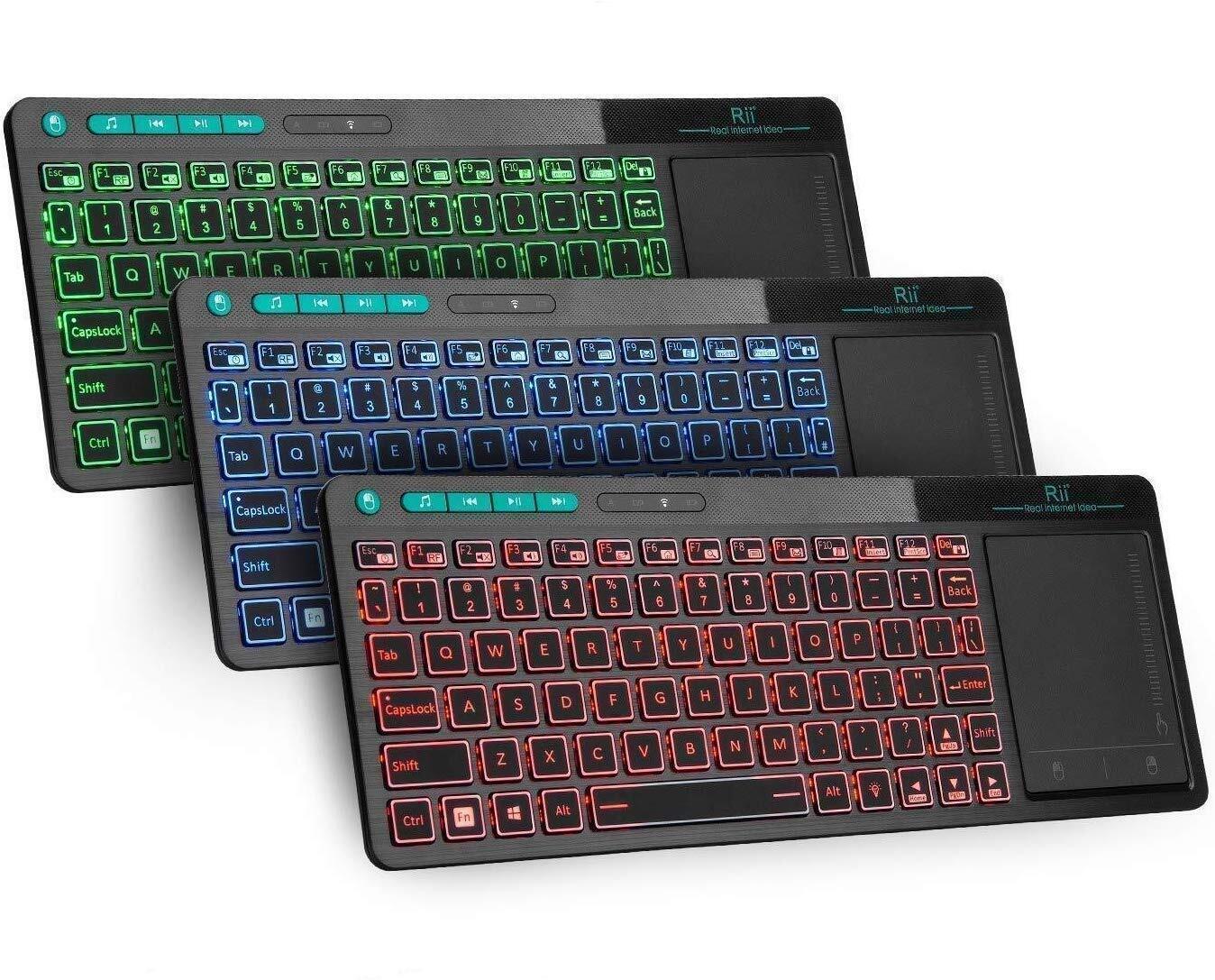K18 Plus Wireless 3-LED Color Backlit Multimedia Keyboard w Multi-Touch Big Size