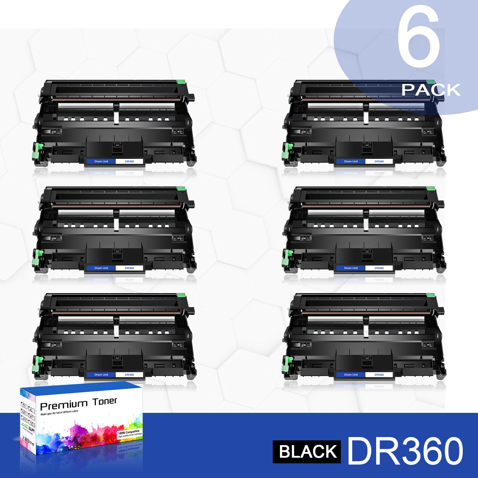 6PK DR360 Black High Yield Drum Unit Compatible with Brother MFC-7345N MFC-7440N