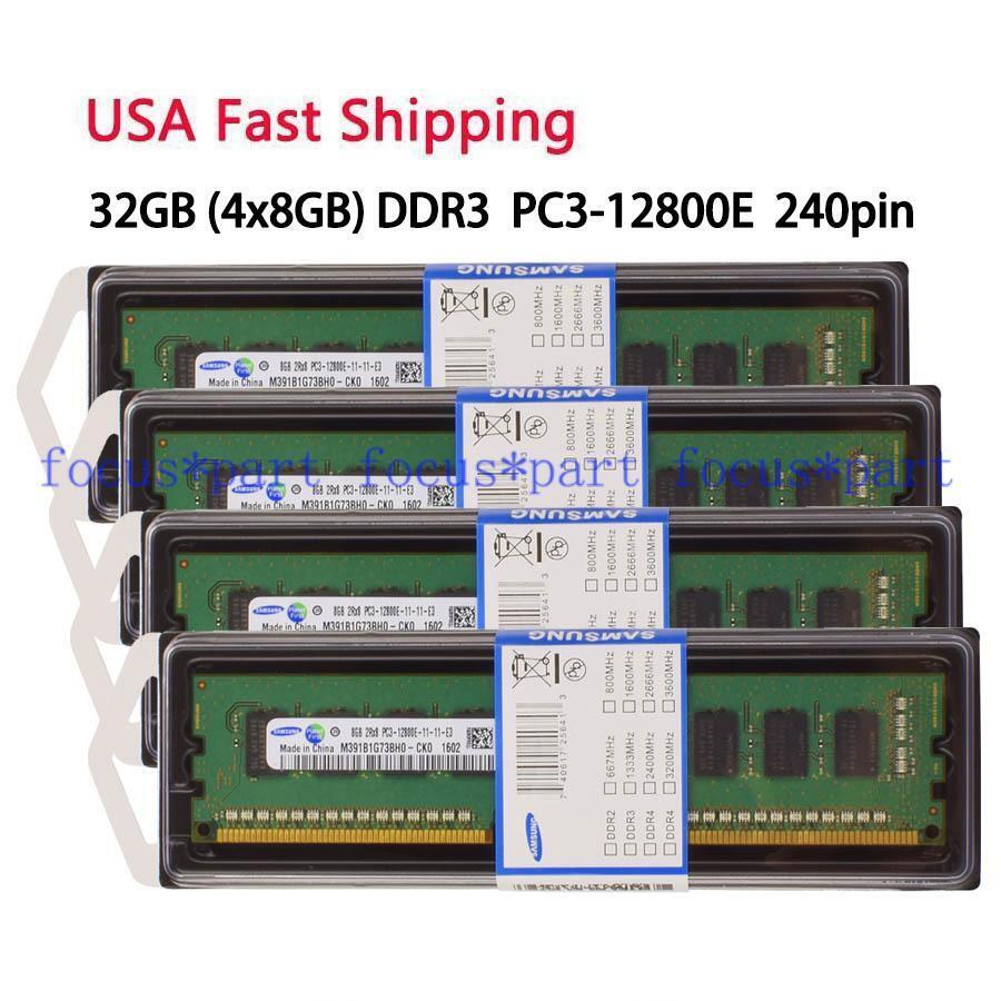 Samsung 32GB 4x8GB ECC UDIMM PC3-12800E DDR3-1600MHz 1.5V Ram for Workstation US