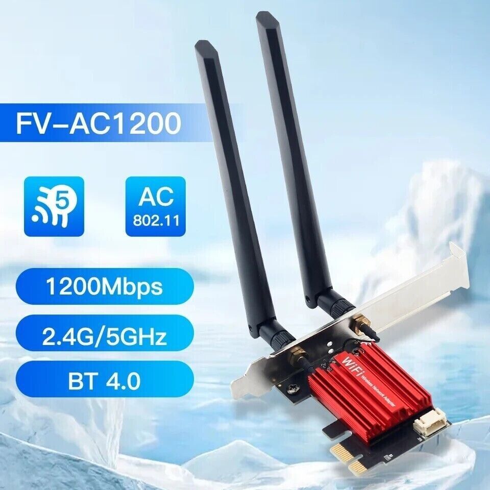 FENVI WiFi 5 PCI-E Wireless bluetooth and AC1200 Network Card Dual Band Adapter