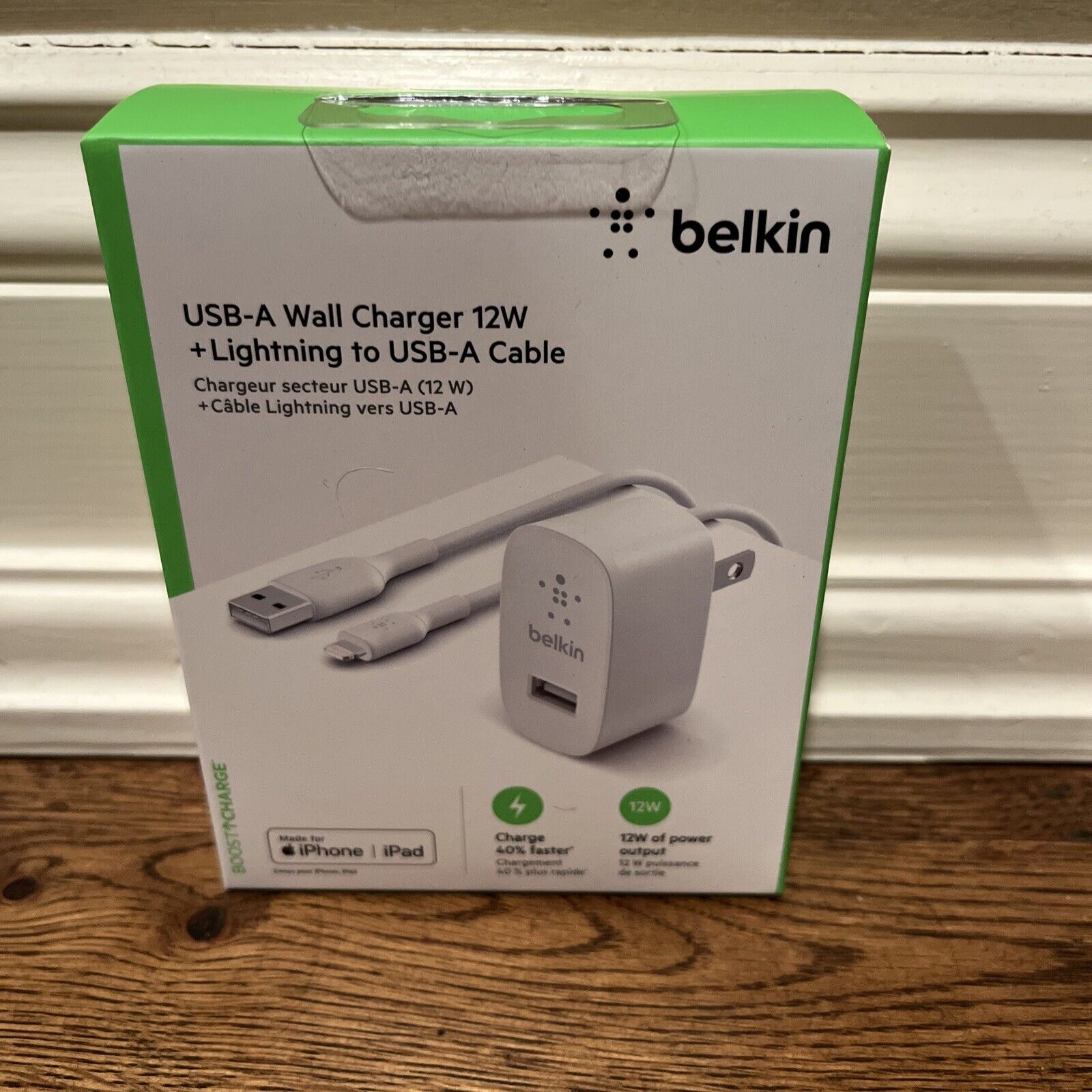Belkin BOOST↑CHARGE USB Wall Charger iPhone, iPad, Air-Pods USB-A to Apple Cable