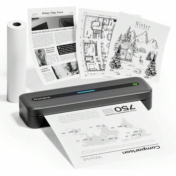Homemo mini Printers Wireless For Travel M832 Inkless Thermal Printer Support