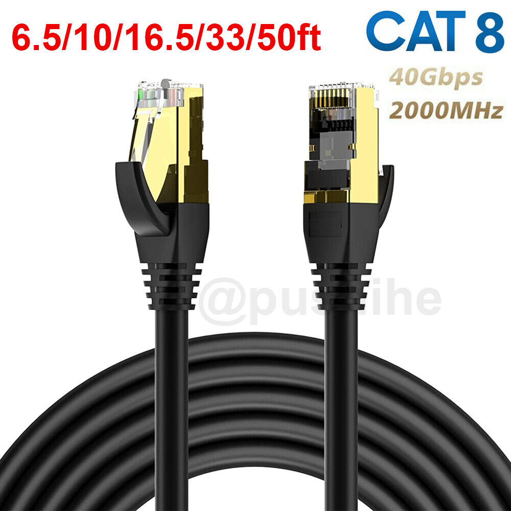 Cat 8 Ethernet RJ45 LAN Cable Super Speed 40 Gbps Patch Network Gold Plated Lot