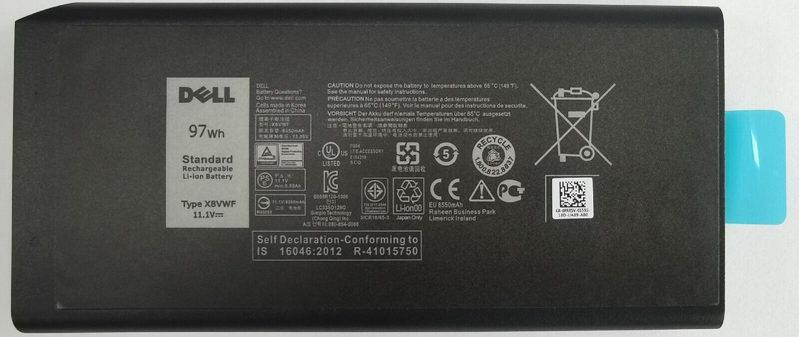 Genuine X8VWF 4XKN5 CJ2K1 Battery For Latitude 14 5404 7404 5414 Series YGV51