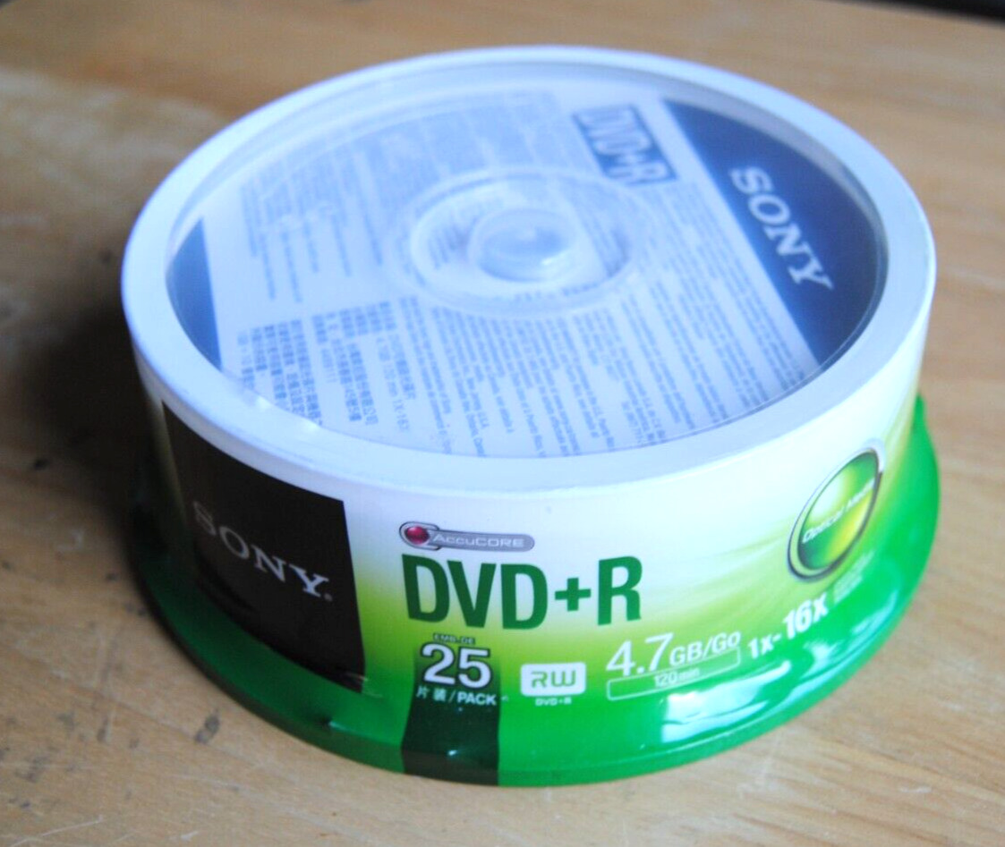Sony DVD+R 25 Pack Disc 16x  4.7 GB 120 min Recordable DVD Blank Media