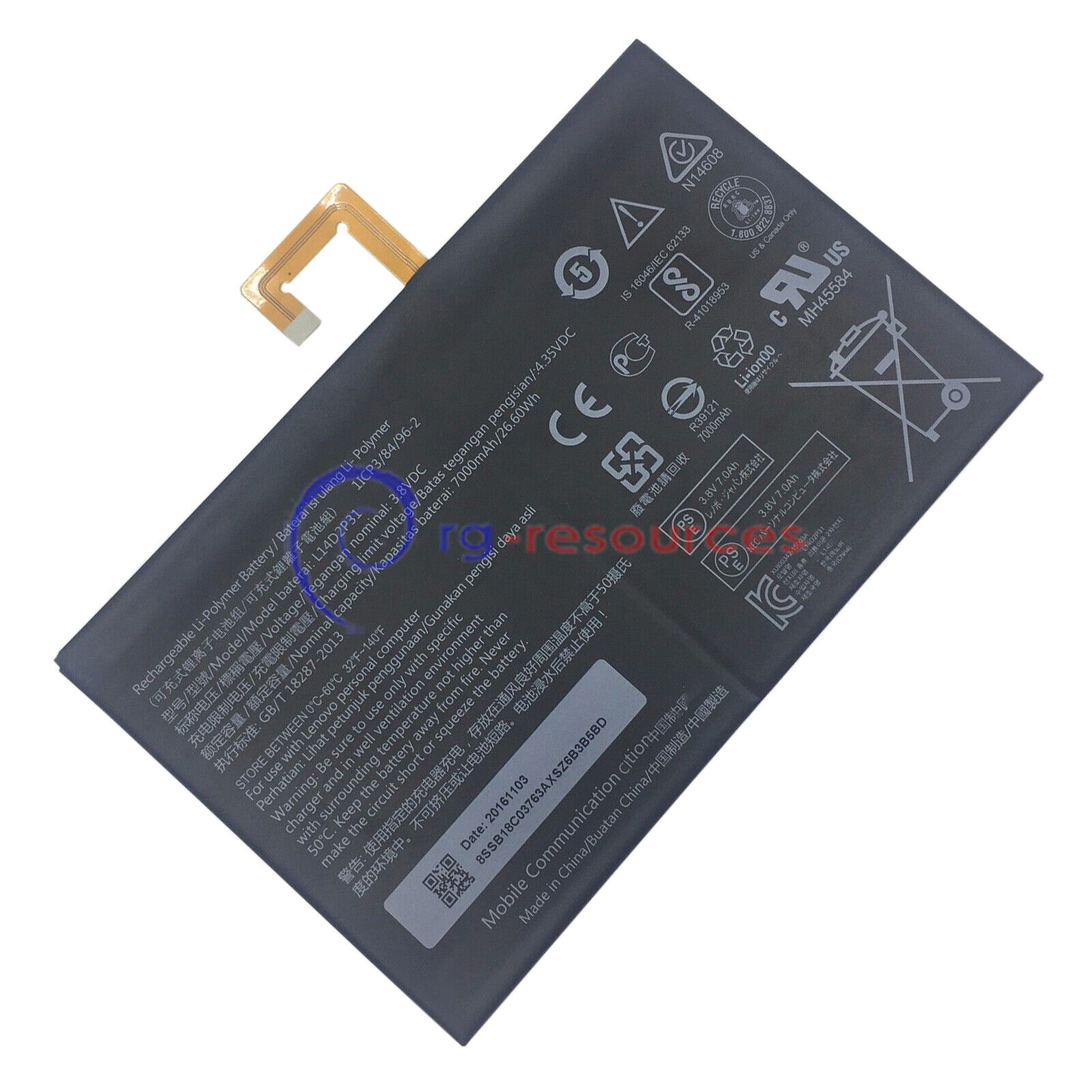 26.6Wh NEW Laptop L14D2P31 Battery For Lenovo Tab 2 A7600-F A10-70F A10-70L