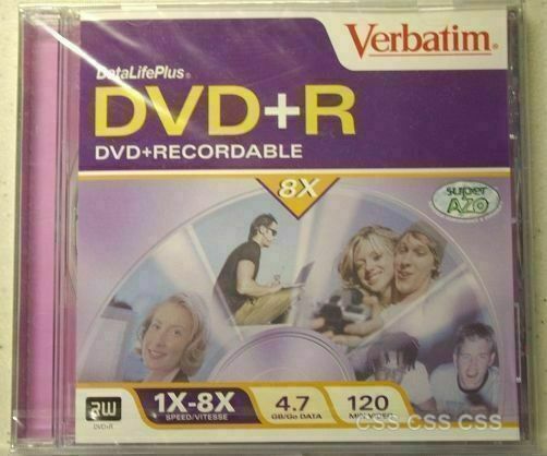 Verbatim Data Life Plus Blank DVD+R 4.7GB 8x Speed AZO Dye Archival Stability