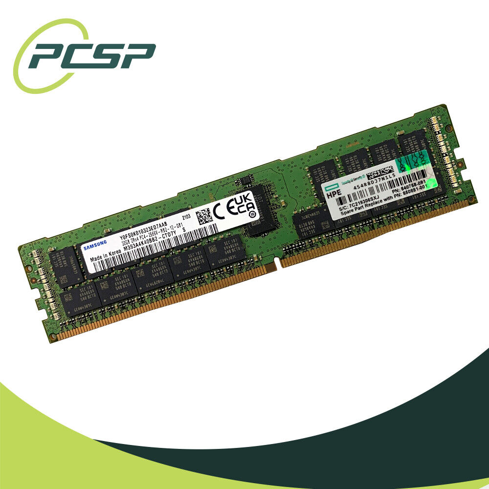 HPE Samsung 32GB PC4-2666V 2Rx4 DDR4 ECC REG RDIMM Server RAM M393A4K40BB2-CTD7Y