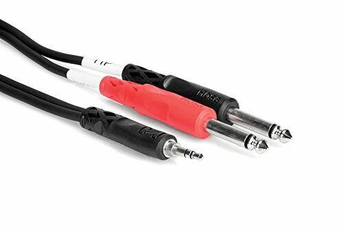 Hosa CMP-159 3.5 mm TRS to Dual 1/4 inch TS Stereo Breakout Cable, 10 feet