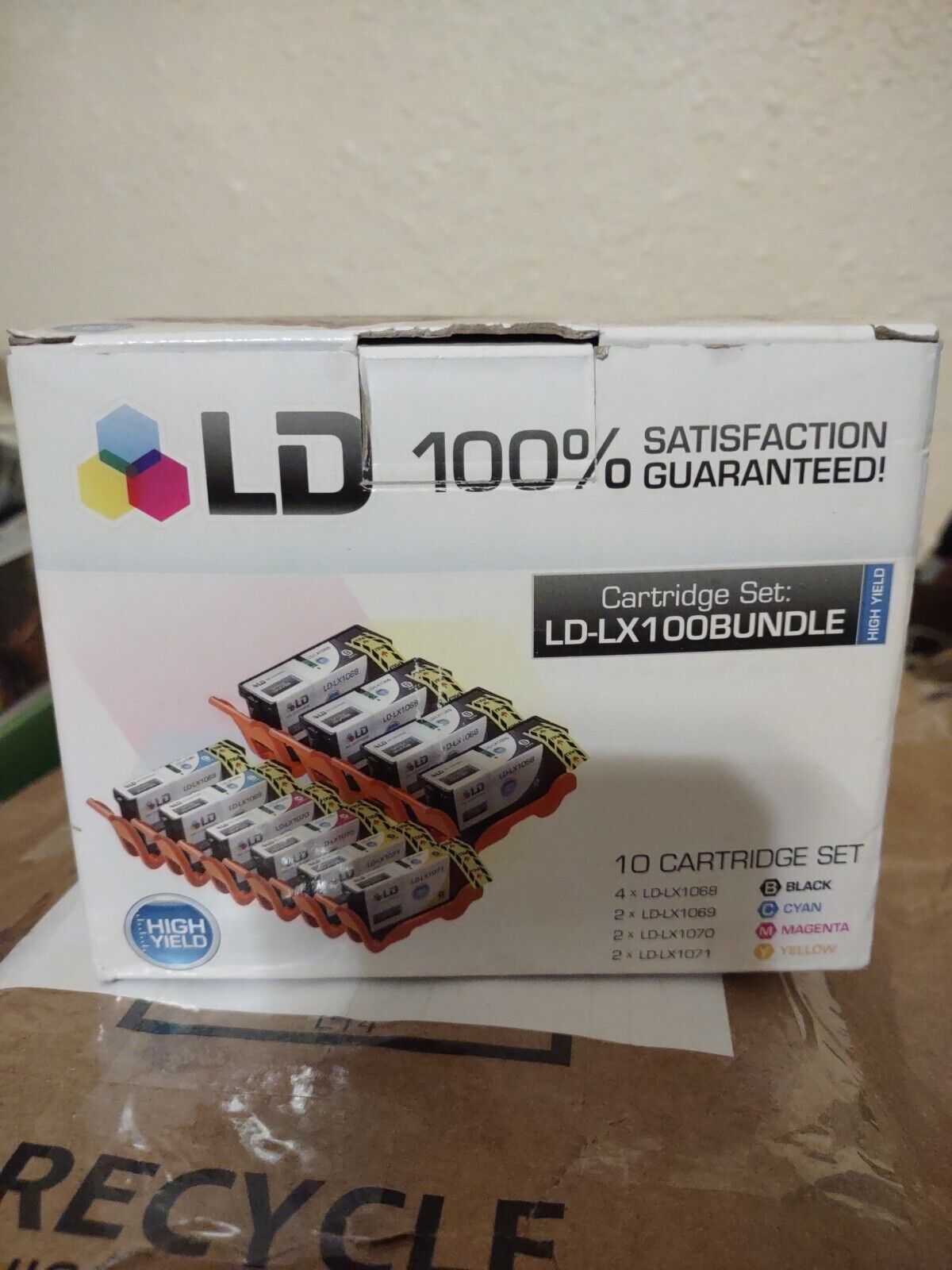 LD 10 Pack 14N1068 100XL 100 Black Color Ink Cartridge Set for Lexmark Printer