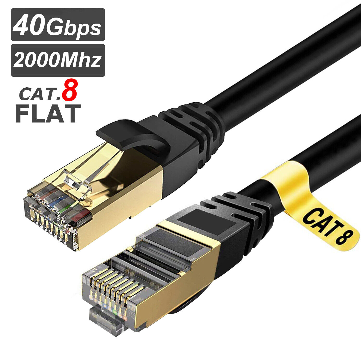 Super-FAST BLK Cat8 Ethernet Cable 50FT 30FT 15FT 10FT 6FT 3FT RJ45 Lan Cord Lot