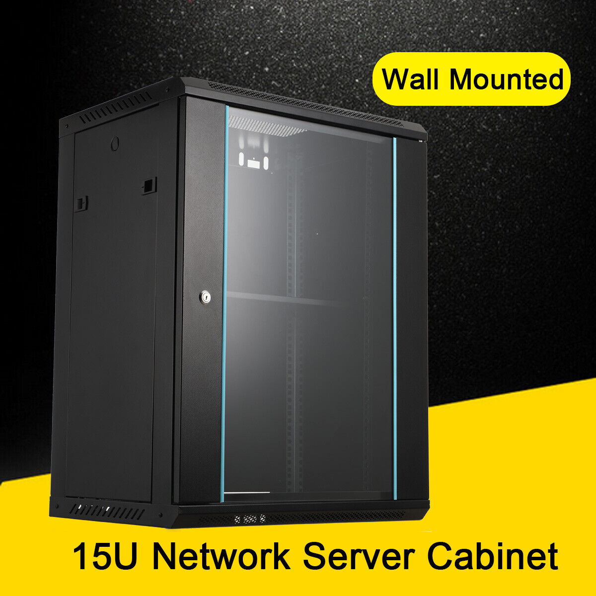  15U Server Rack Wall Mount Cabinet Locking Networking Data Enclosure Glass Door
