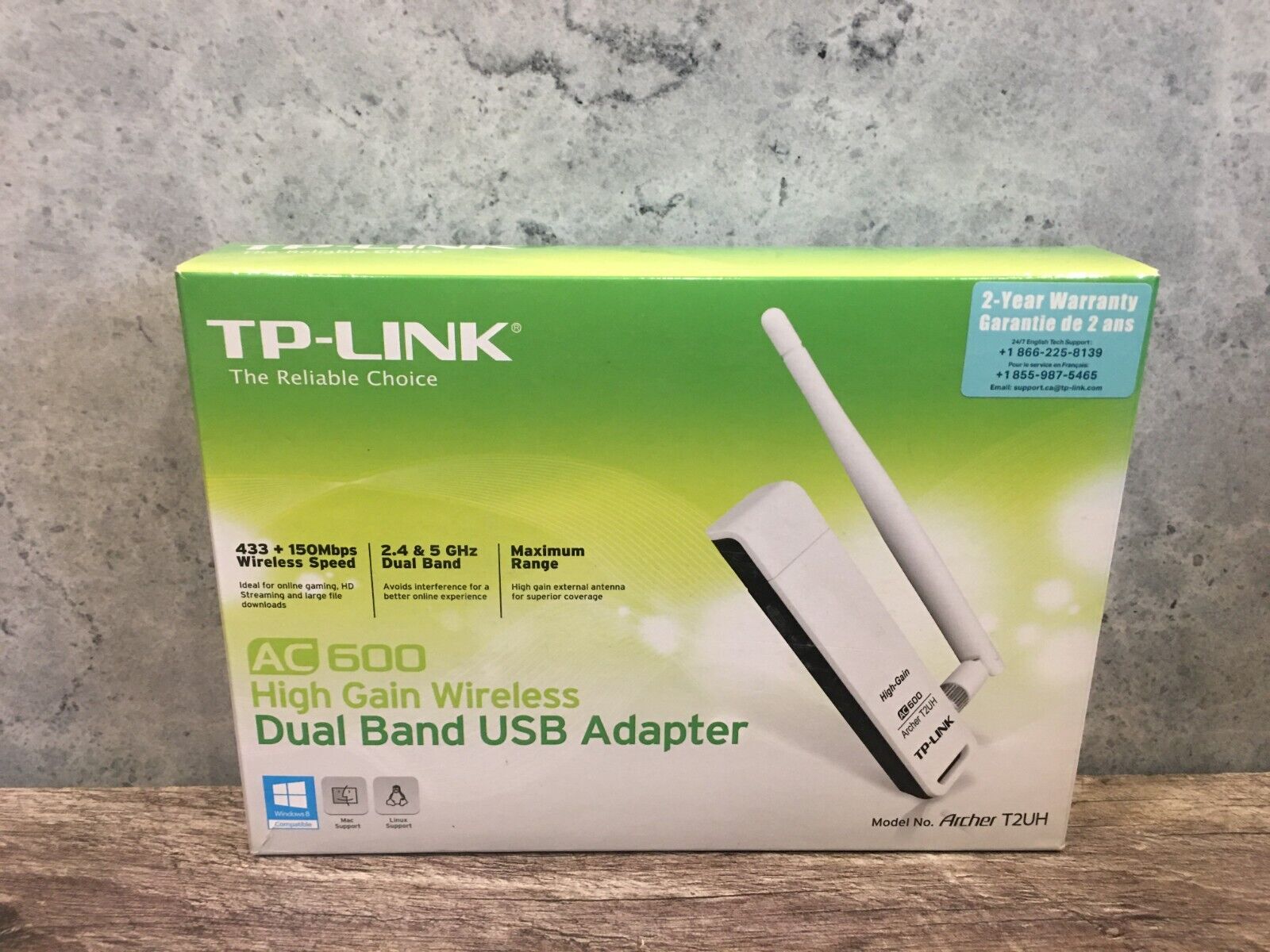 TP-Link AC 600 High Gain Wireless Dual Band USB Adapter Archer T2UH *Tested Work