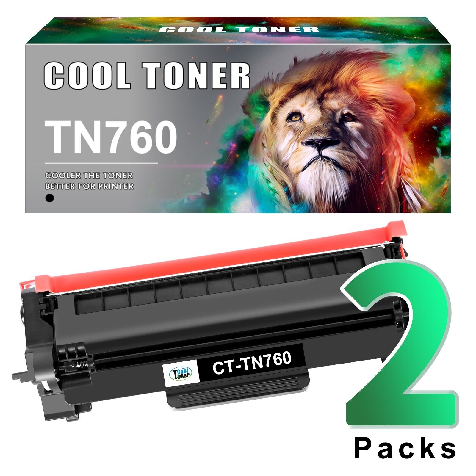 2PK TN760 Toner Cartridge For Brother MFC-L2710DW HL-L2395DW DCP-L2550DW Toner