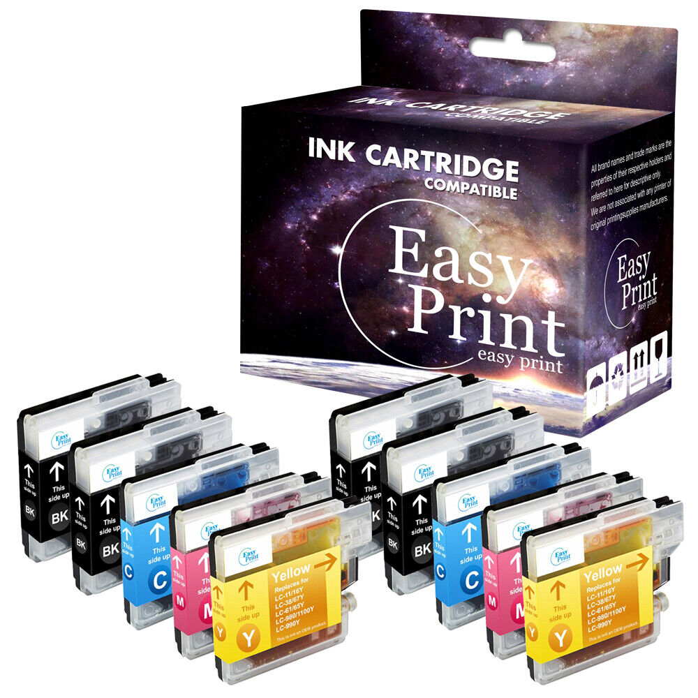 10PK LC61 Ink Cartridge fits Brother MFC-6890CDW MFC-255CW DCP-145C DCP-6690CW