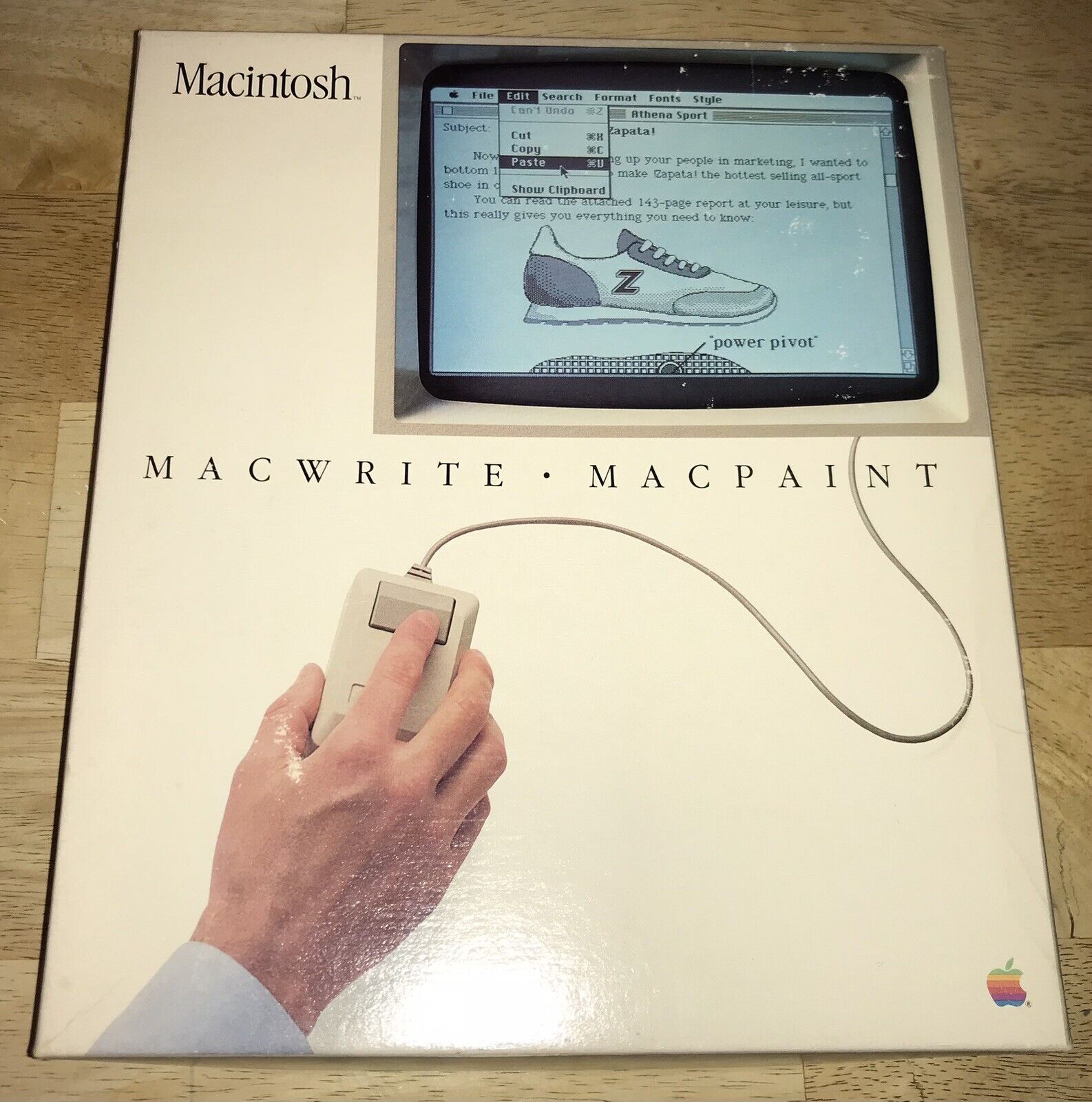 RARE 1984 Macintosh 128K M0001 MacWrite MacPaint BOX Set 1st Mac Software WORKS