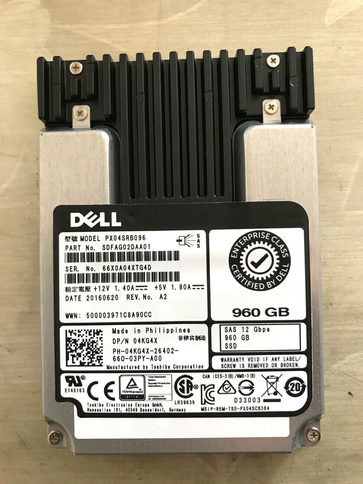 DELL 04KG4X 0503M7 PX04SRB096 960G 2.5-inch SAS 12G SSD