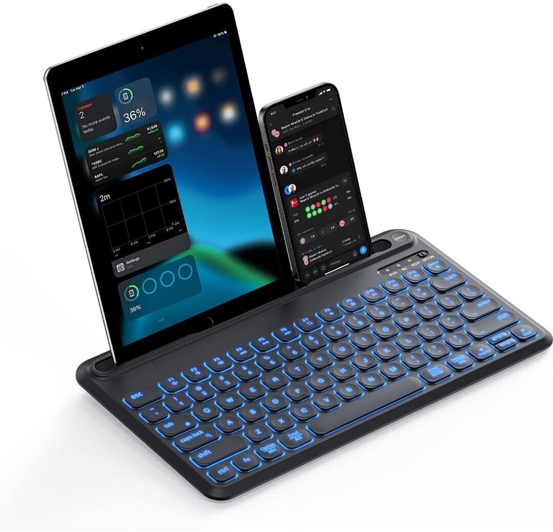 seenda Backlit Bluetooth Keyboard for Tablet Phone Computer, Rechargeable...
