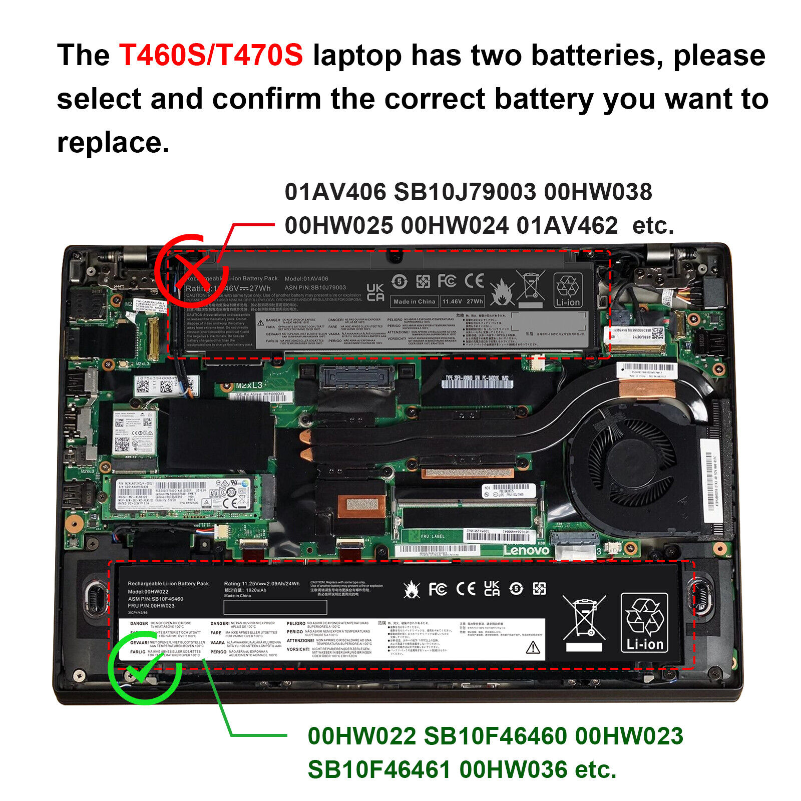 Battery For Lenovo Thinkpad T460s T470s Series 00HW022 00HW023 00HW024 00HW025