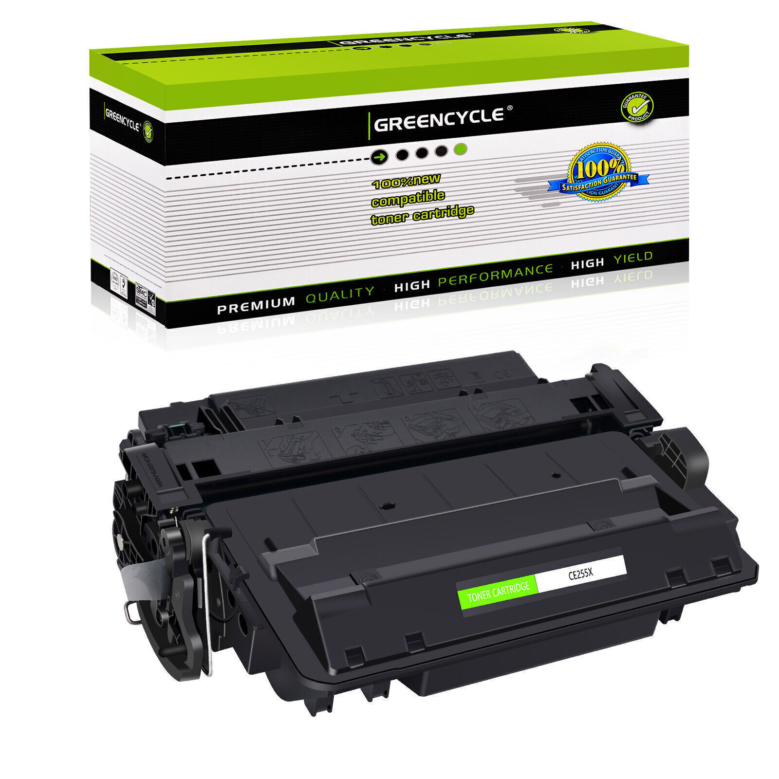 Greencycle 1PK CE255X Toner for HP 55X LaserJet Enterprise 500 MFP M525dn M525f