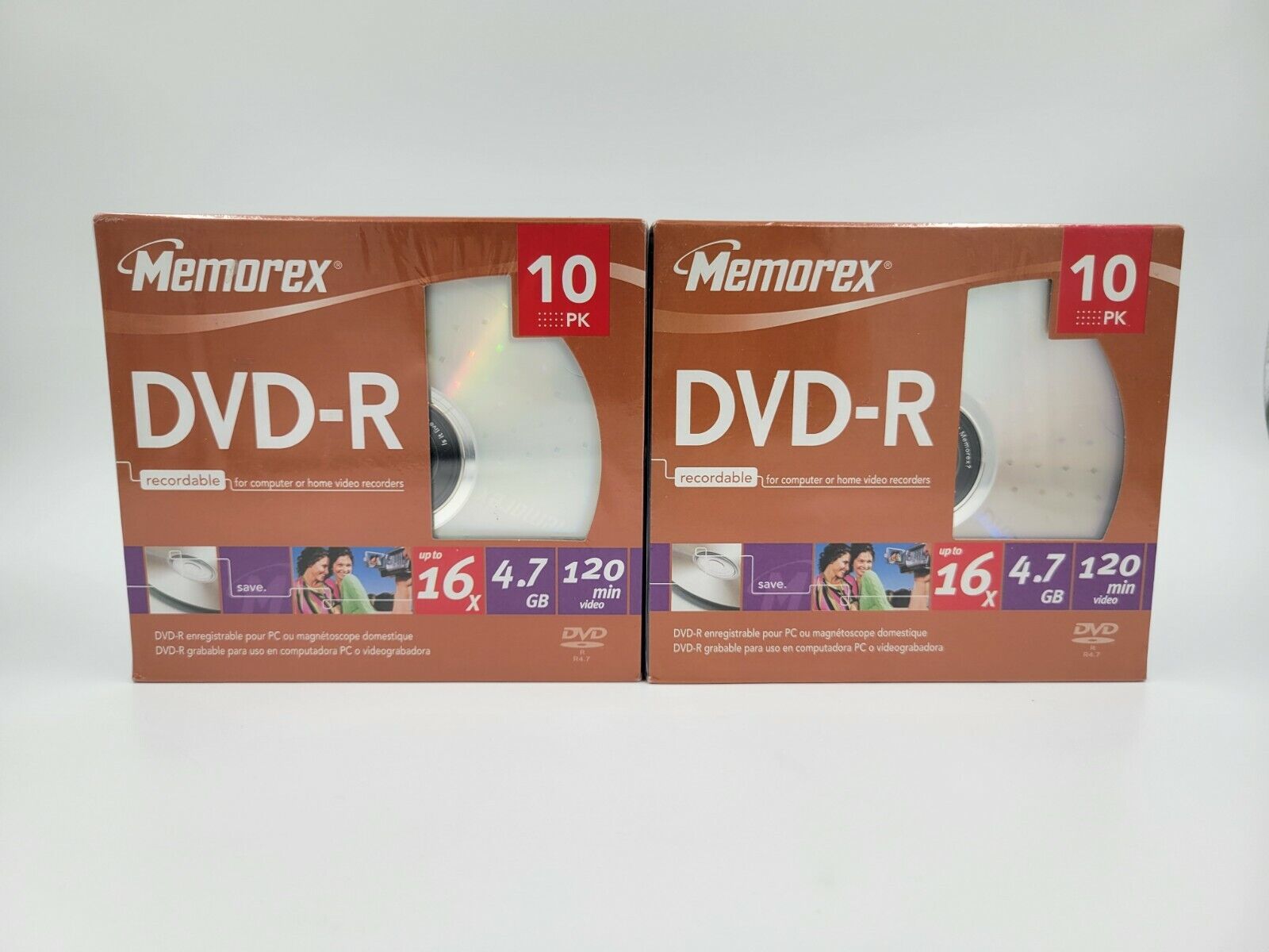 Memorex DVD-R 10pk 16x 4.7GB 120min Recordable New Media Discs Sealed Lot Of 2