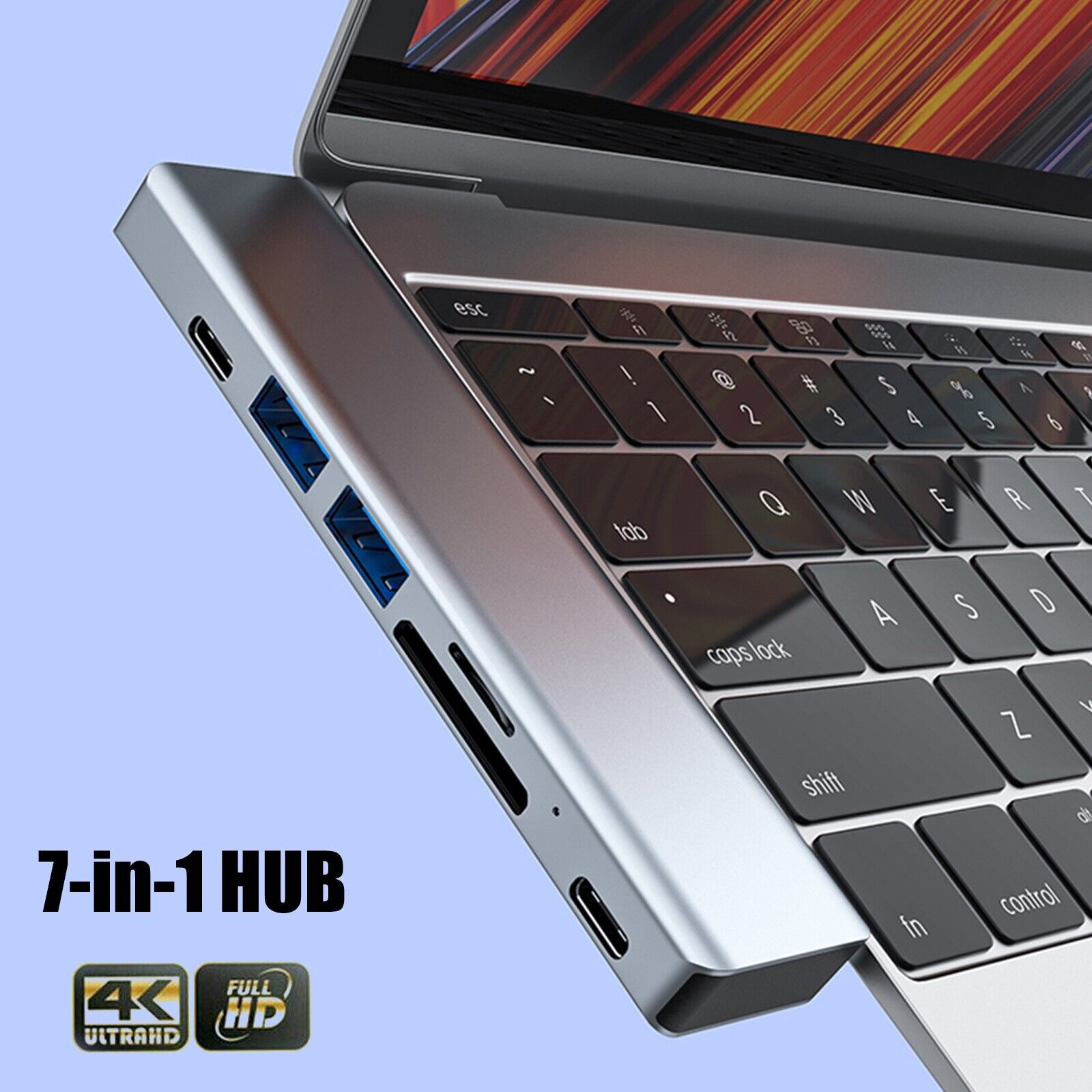 7 in 1 Dual USB C Hub USB3.0 Adapter 4K HDMI Dock SD Card Reader For MacBook Pro