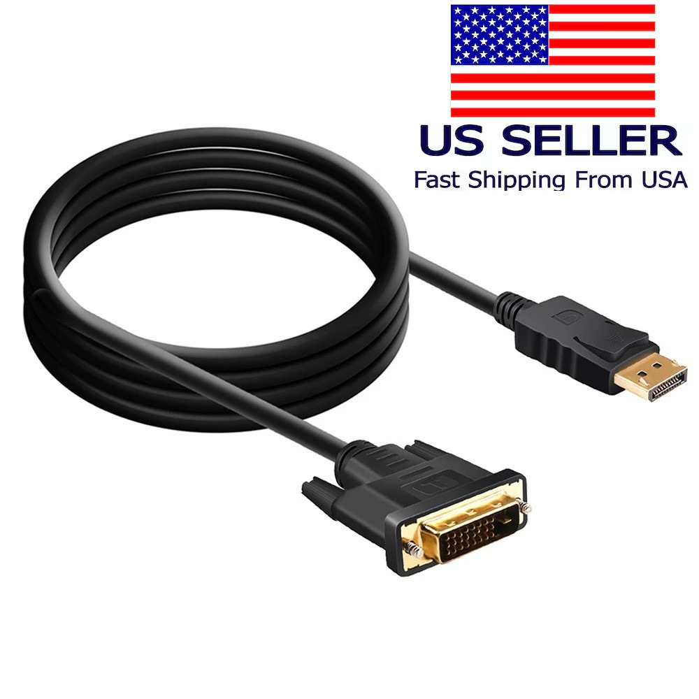 6 Feet Gold Plated DisplayPort DP to DVI-D Male Dual Link Cable Adapter 1080p