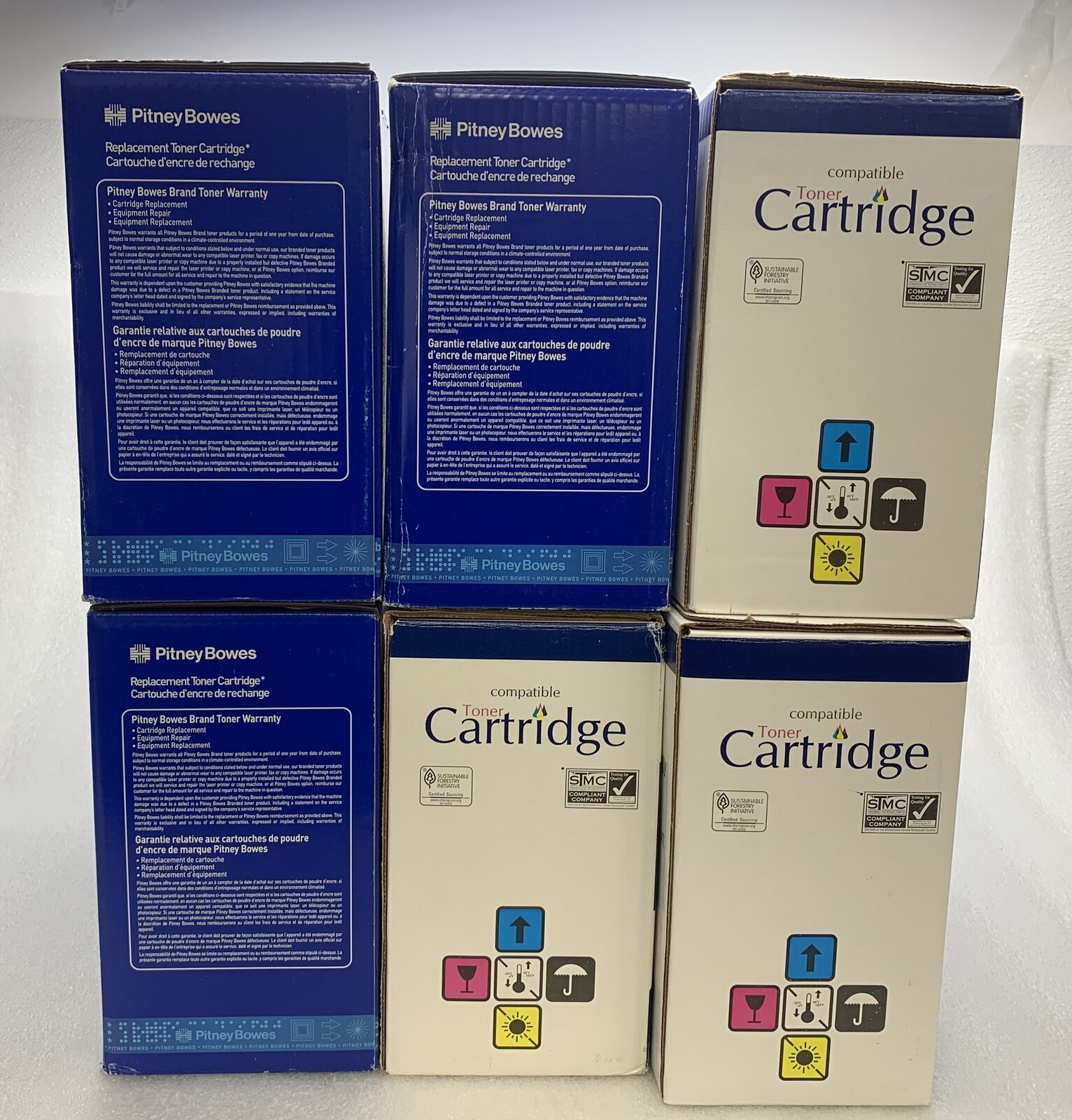 Lot of 6 Mixed Brand Compatible Toner Cartridges HP CE251A Cyan NEW SEALED BOX