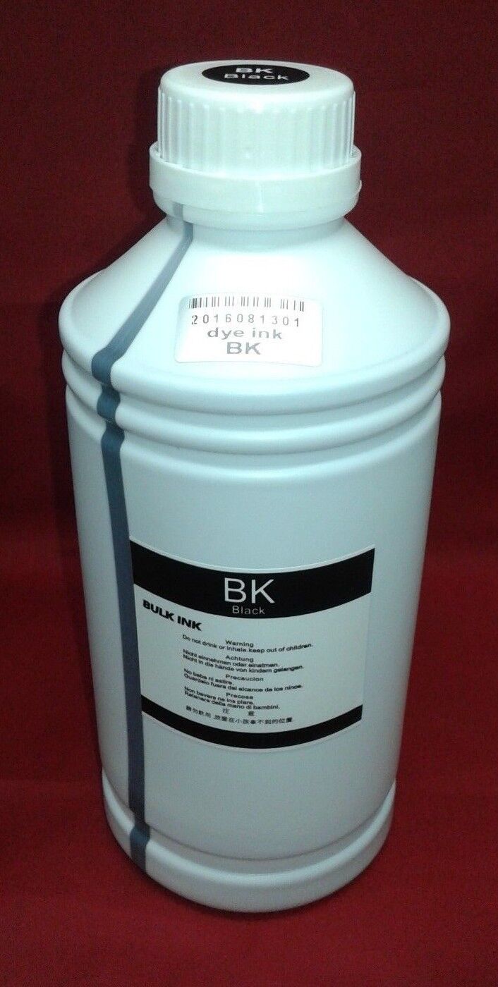 1 Lt liter 1000ml Refill Dye Black Ink compatible for HP Canon Brother Epson 