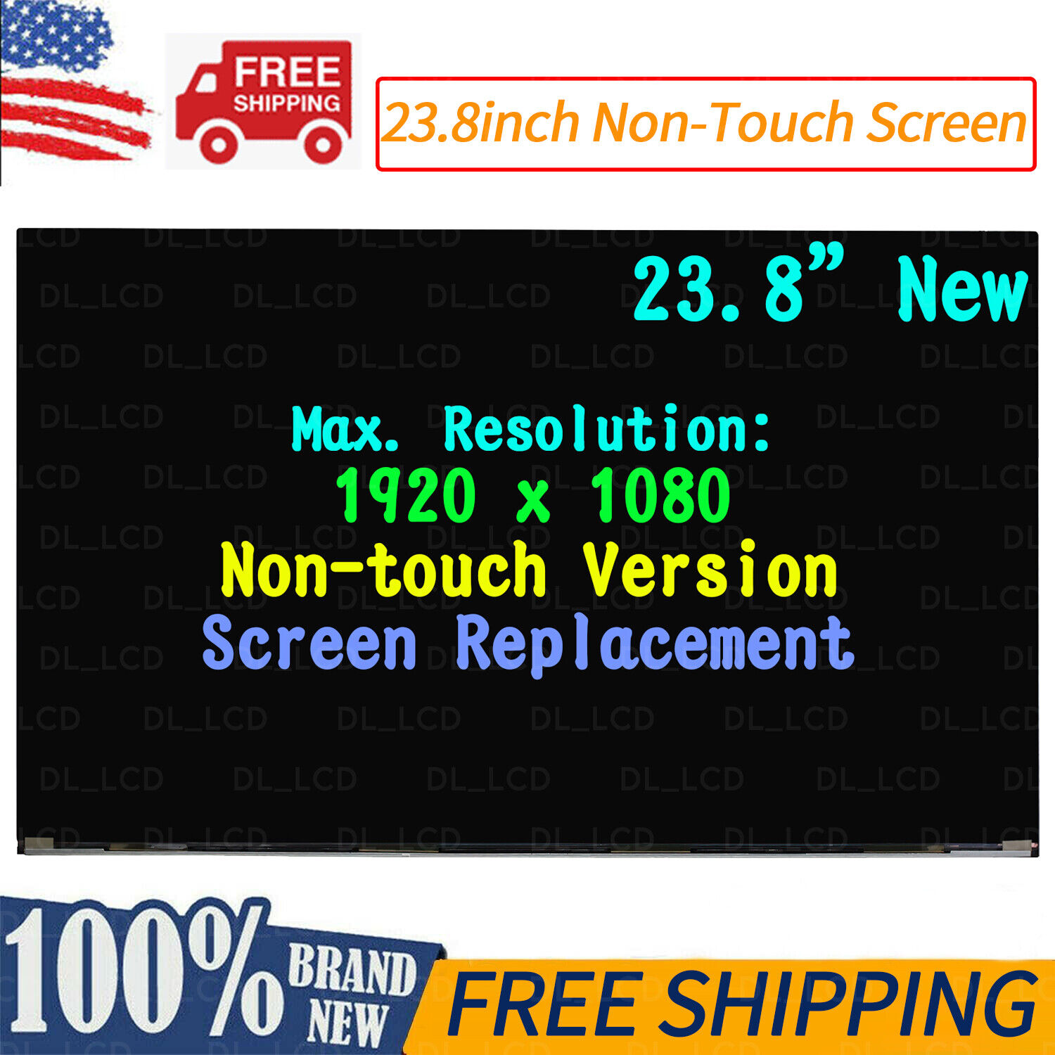 New For Dell MV238FHM-N20 CWWCP WCRJP LED LCD Screen Panel Replacement 23.8\