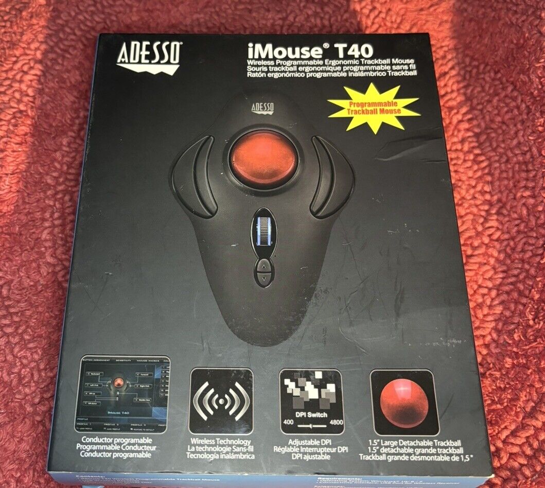 Adesso iMouse T40 2.4 GHz Wireless 7 Button Desktop Trackball Handicap New Other
