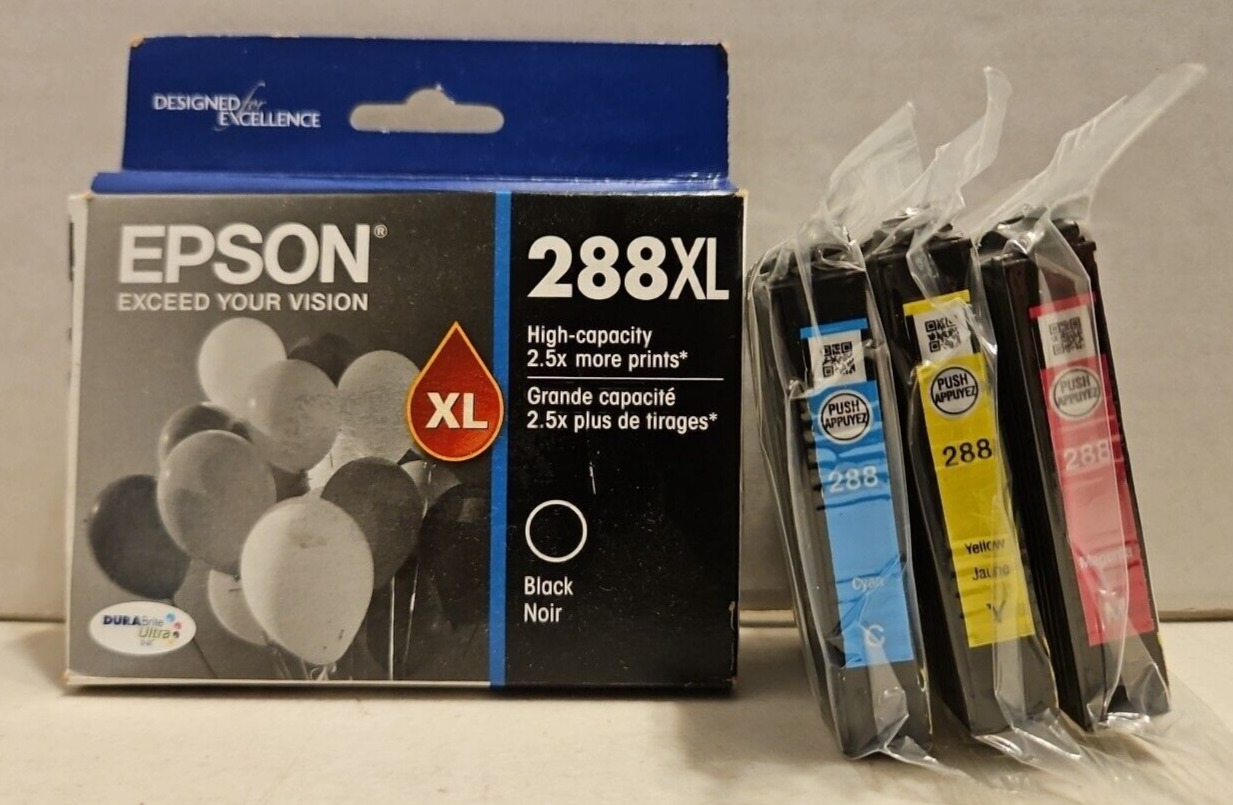 Epson 288XL Black And 288 Cyan Yellow Magenta Color Ink Cartridges Combo Pack