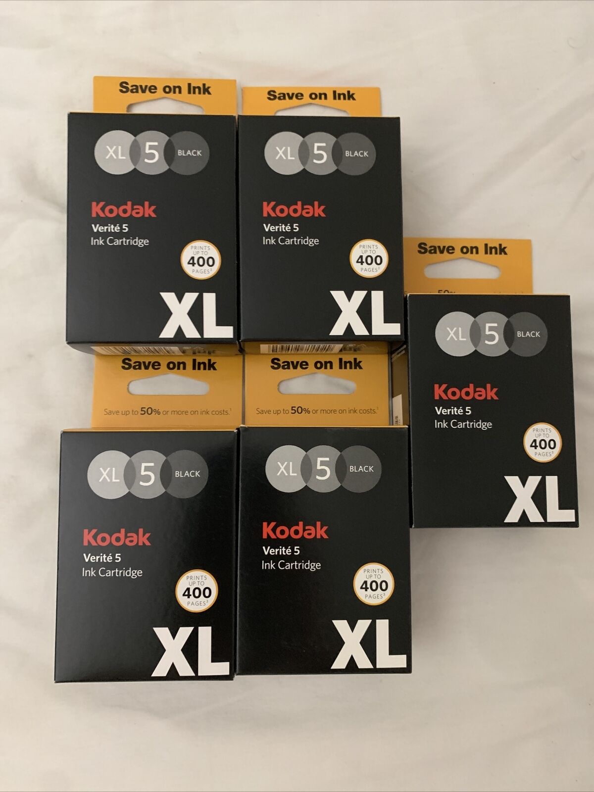 Lot Of 5 ~ Kodak Verite 5 XL Ink Cartridge Fast Drying Black Printer {SEALED}