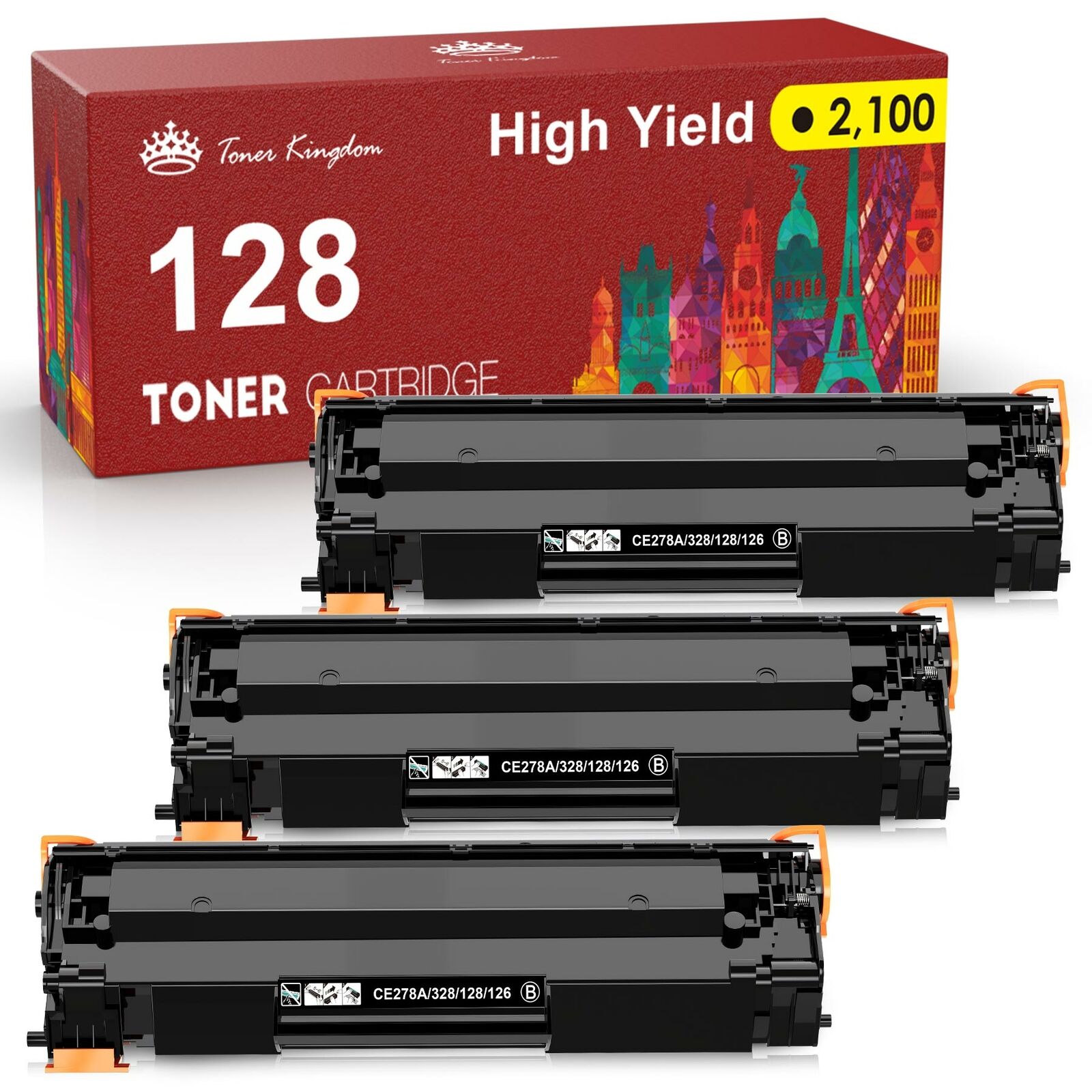 3PK High Yield Black CRG128 Toner Cartridge New For Canon 128 Faxphone L100 L190
