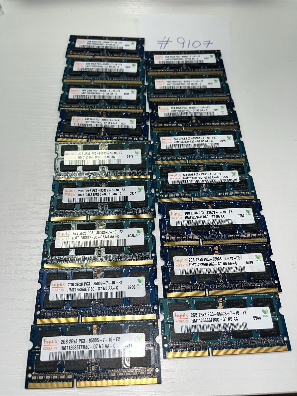 (LOT OF 17) Hynix 2GB 2Rx8 PC3-8500S-7-10-F2 DDR3 RAM Memory HMT125S6BFR8C-G7