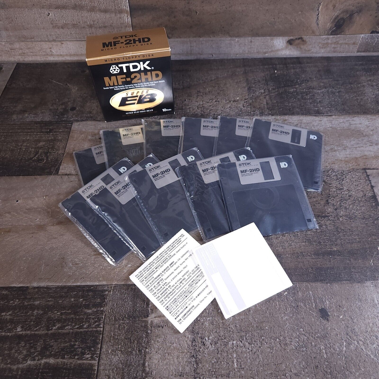 VTG TDK MF-2HD Micro Floppy Disk Super EB Lot of 11 Unused Diskettes + 20 Labels
