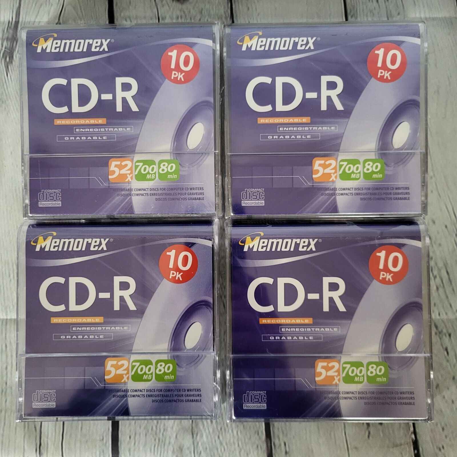 Memorex 10PK Lot of 4 Boxes CD-R 52X 700MB Recordable 40 Discs Factory Sealed 