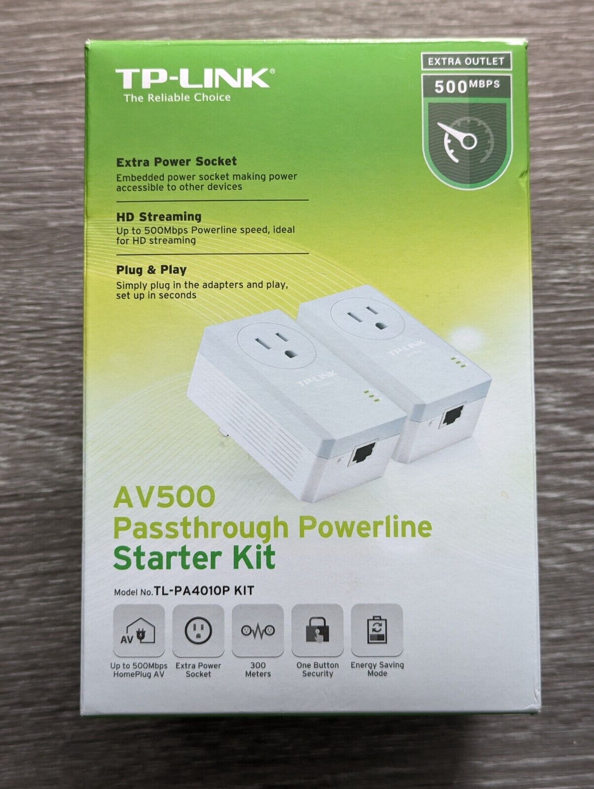 NEW TP-LINK  AV500 Pass Through Powerline Starter Kit Model # TL-PA4010P
