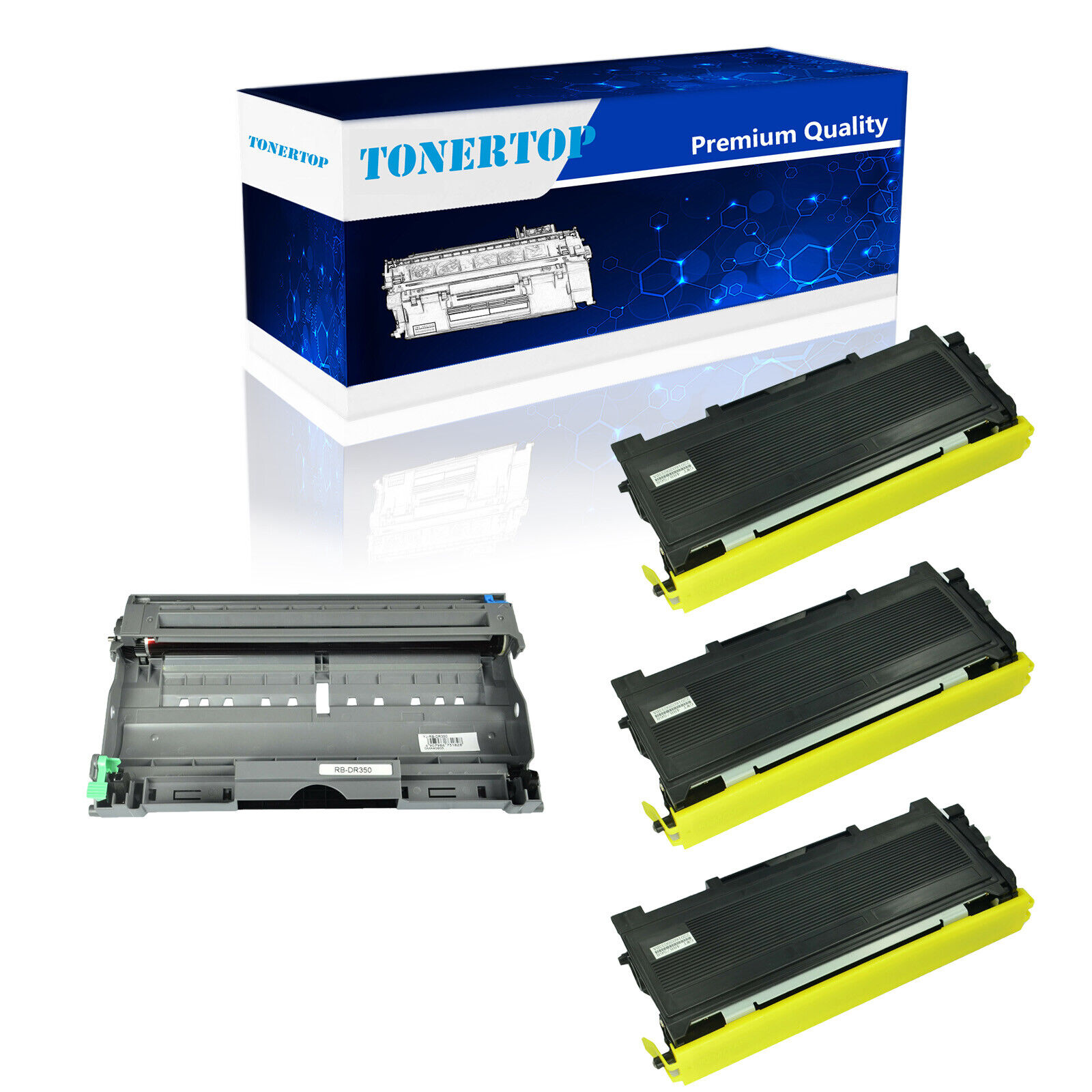 3PK TN350 Toner & 1PK DR350 Drum For Brother HL-2075N 2070NR DCP-7010 DCP-7020 