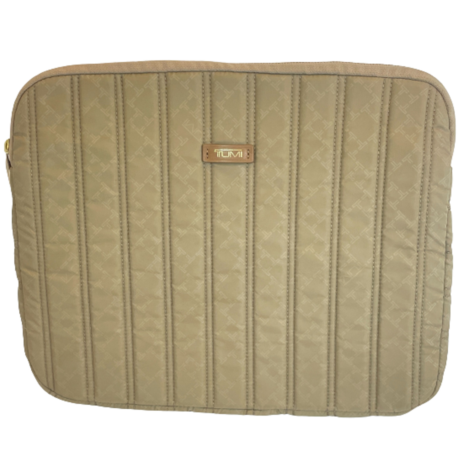 Tumi Laptop iPad Tablet Case Cover Sleeve Beige Padded Quilted Travel Storage