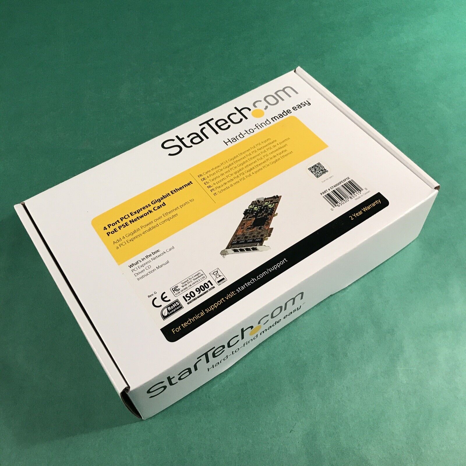 NEW  Startech ST4000PEXPSE 4-Port RJ45 Ethernet Power Gigabit PoE PCIe Card