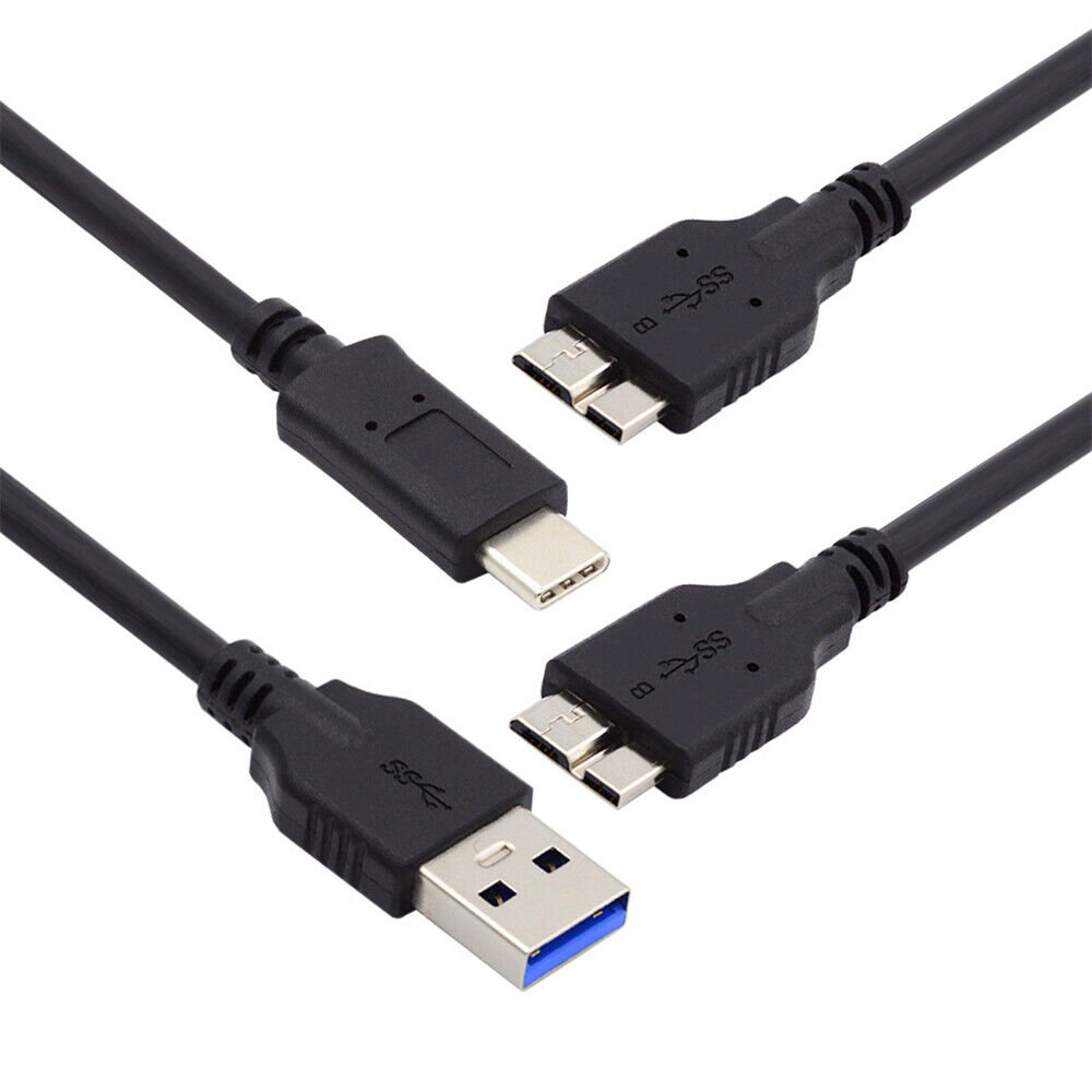 CY 2pcs/set USB-C to Micro 3.0 and USB 3.0 Type-A Male to Micro 3.0 B Male Disk